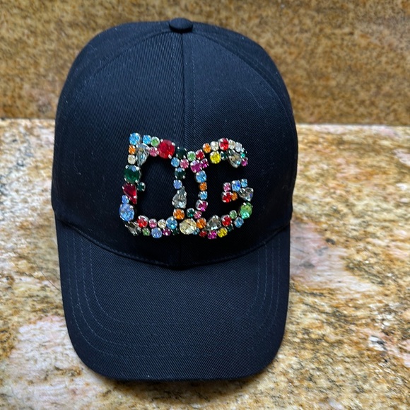 Dolce & Gabbana Black Hat with Embellished Logo - Picture 1 of 8